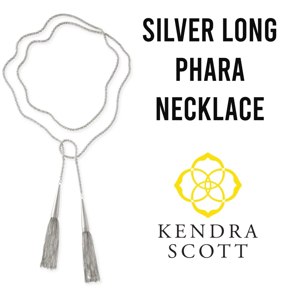 🚫SOLD🚫KENDRA SCOTT NWOT SILVER PHARA LONG KNOT ROPE NECKLACE STATEMENT SHINY